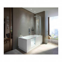 Duravit Shower + Bath - Vana se sprchovým koutem do levého rohu s panelem a nohami, 170x75 cm, zrcadlové sklo, D 700403000100000